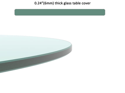 20" Round Tempered Glass Table Top Clear Glass 1 / 4" Thick Flat Polished Edge - Transparent