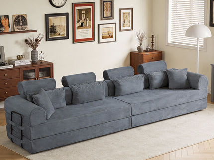 Modern L-Shape Modular Sectional Sofa, Compressed Design