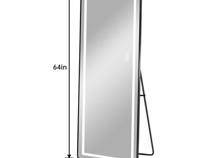 Full-Length Vertical Mirror With LED Light, Dimming Wall Mirror With Frame