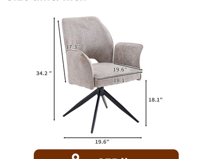 Dining Chair With Soft Cushion And 360° Rotation, Comfortable Armrest For Kitchen (Set of 2) - Gray
