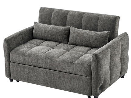 Loveseat Sofa Pull-Out Bed With Adjustable Backrest, 3 USB Ports And 2 Lumbar Pillows For Living Room