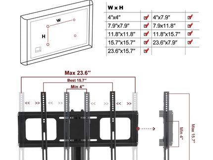 43.3" Multi-Function TV Stand Height Adjustable Bracket Swivel 3 Tier - Black