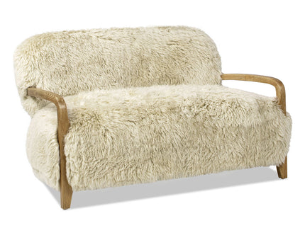 Enchante - Sheepskin Accent Loveseat - Taupe / Natural