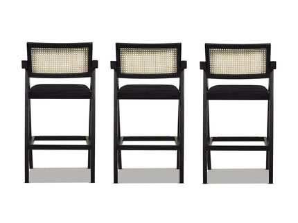Milan - Modern Webbing Back Stool With Arms (Set of 3)