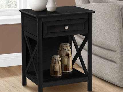 Accent End Table, 2 Tier, Storage Drawer, Transitional Style