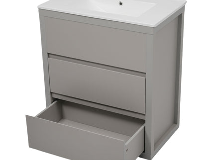 Double Sinks Bathroom Vanity Set With 2 Ceramic Basins