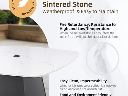 Outdoor Patio Dining Set, Squircle Dining Table, Dining Chairs With Sunbrella Cushions