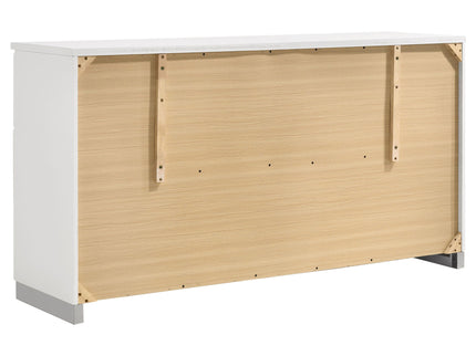 Escalon - 4 Piece Bedroom Set With Paneled Headboard Accents Upholstered - Glossy White