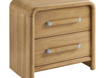 2 Drawer Nightstand With USB Charging - Brown