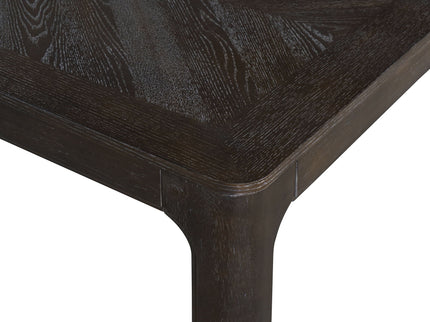 Rectangular Dining Table With Parquet Top, Rounded Corners