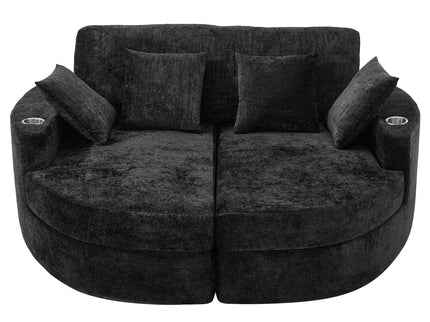 Boneless Design Upholstered Sofa Bed With Cup Holders