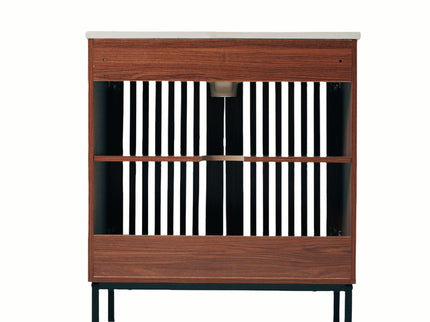 30" Vintage Bathroom Vanity With Ceramic Sink, Modern Bathroom Vanity Cabinet With 2 Soft Close Doors, Equpiied With 4 Sturdy Iron Legs - Antique Dark Brown