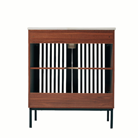 30" Vintage Bathroom Vanity With Ceramic Sink, Modern Bathroom Vanity Cabinet With 2 Soft Close Doors, Equpiied With 4 Sturdy Iron Legs - Antique Dark Brown