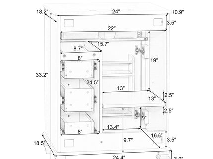 Freestanding Bathroom Vanity With Sink, 3 Drawers & Flip-Out Drawer