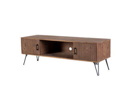 Industrial Style Reclaimed Wood Media TV Stand With Storage Cabinet For Living Media Room - Natural