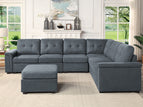 Dark Gray / 7 Seater Sectional Sofa (Reversed) With Ottoman
