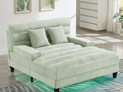 Chaise Bed Lounge Sofa Chair With Adjustable Backrest And LED Light Strip