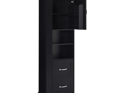 Freestanding Bathroom Storage Cabinet With Adjustable Shelves And Side Hooks Board, Rectangle Design