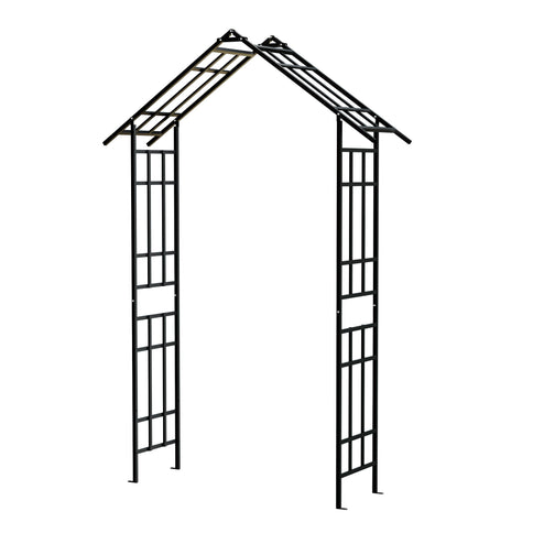 Garden Arch With Adjustable Width Climbing Plants Support - Black