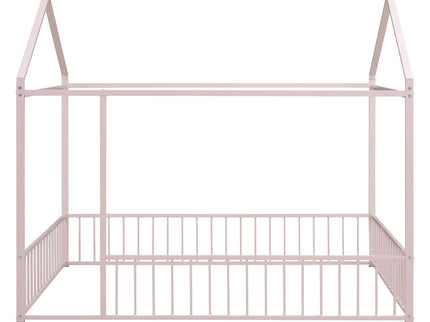 Metal Bed House Bed Frame With Fence