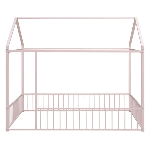 Metal Bed House Bed Frame With Fence