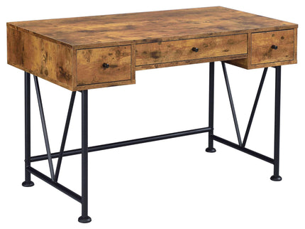 3 Drawer Writing Desk With Handles - Brown