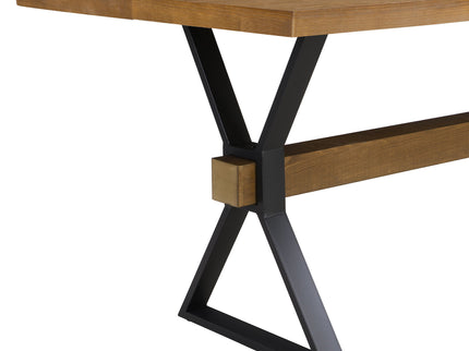 Farmhouse Style X Shaped Legs Dining Table With Moulded Details - Brown