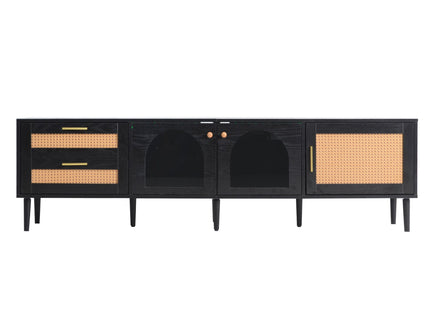 TV Stand With App-Controlled LED Lights, 2 Drawers & Door Storage