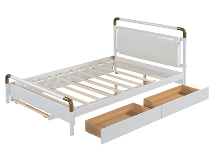 Storage Platform Bed, With 2 Big Drawers, Trundle