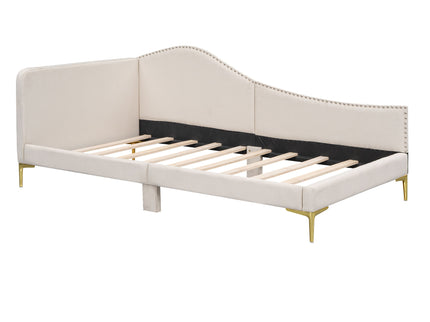 Upholstered Daybed With Headboard And Armrest, Support Legs