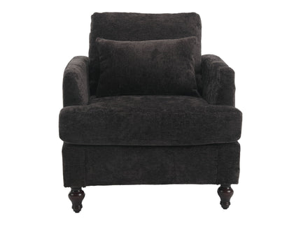 Modern Mid Century Wood Frame Armchair With Tufted Design