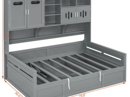 Daybed With All-In-One Cabinet And Shelf