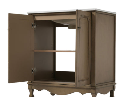 Vintage Bathroom Vanity With Ceramic Sink, Adjustable Shelves