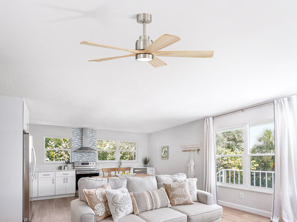 52" Ceiling Fan With Remote Control, Dimmable 3 Color Temperature LED Light, Quiet Reversible DC Motor