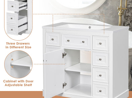Modern Bathroom Vanity Base Only With 1 Cabinet And 6 Drawers