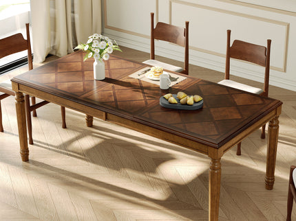 Rectangular Dining Table With Framed Top And Turned Legs - Walnut