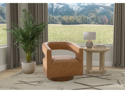 Swivel Accent Chair With Geometric Backrest