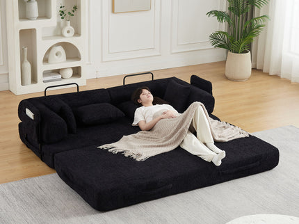 Convertible Sleeper Sofa Bed With Cylindrical Pillow