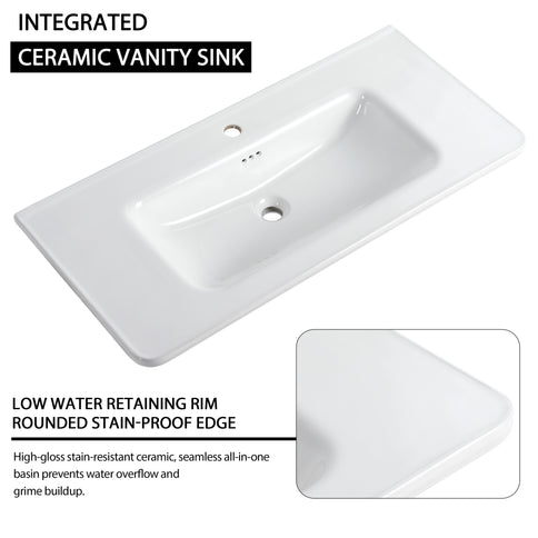 Freestanding Bathroom Vanity With Sink, 2 Small Storage Cabinets, Soft Close Doors