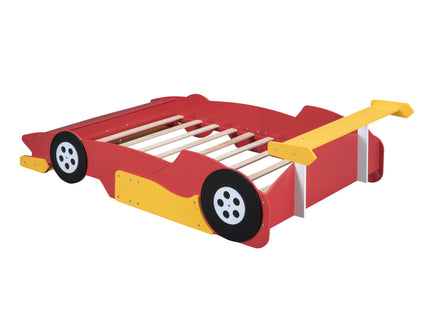 Race Car-Shaped Platform Bed With Wheels