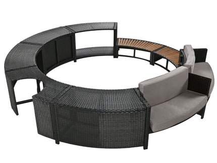 Spa Surround Spa Frame Patio Rattan Sofa Set With Storage Spaces, Mini Sofa And Comfortable Cushion For Patio, Backyard