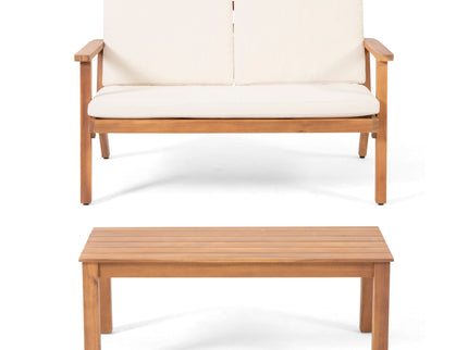Serenit - 2 Piece Patio Set With Cushions, Loveseat And Coffee Table - Beige / Brown