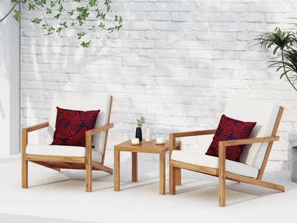 3 Piece Outdoor Chat Set With Table And 2 Adirondack Chairs - White / Brown Patina