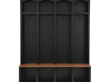 Entryway Hall Tree With Bench, 4 Hooks & Open Storage Space