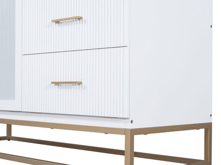 Murphy Bed With Frosted Glass Doors Design, Fake Drawers, Metal Legs