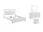 White / 4 Pc. Bed, Nightstand, Dresser, Mirror / King