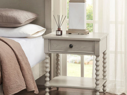 Traditional Durable Nightstand Table With Drawer And Shelf
