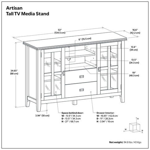 Artisan - Handcrafted Tall TV Media Stand