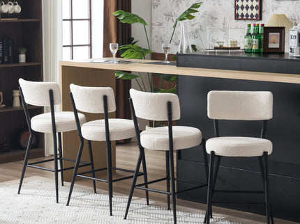 Modern Teddy Fabric Upholstered Bar Stools - Legs