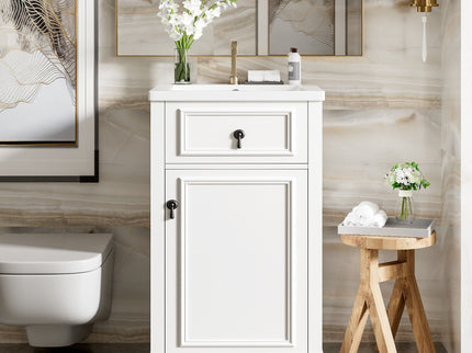 Elegant Bathroom Vanity With Ceramic Sink, Soft Close Door, Adjustable Shelf